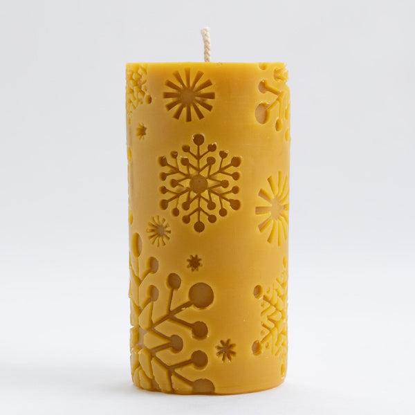 Snowflake Beeswax Candle Pillar